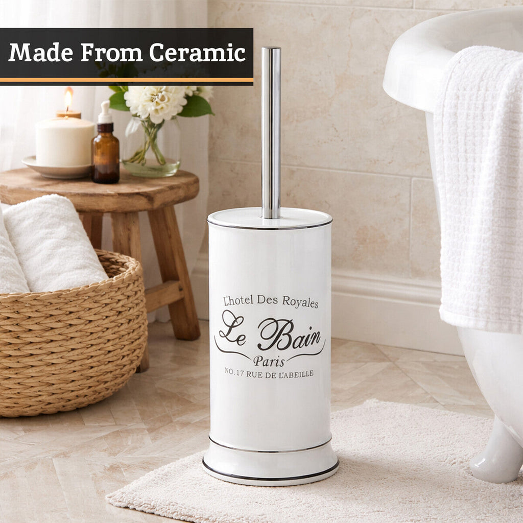 White Toilet Brush with Holder