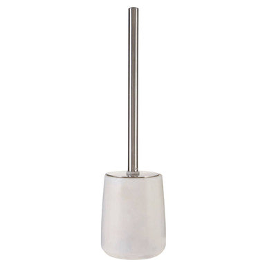 Off White Marble and Stainless Steel Toilet Brush