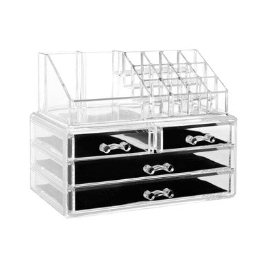 Clear Beauty Organiser 16 Compartment with Drawers