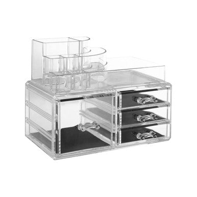 Clear Beauty Organiser with 8 Compartments and 4 Drawers