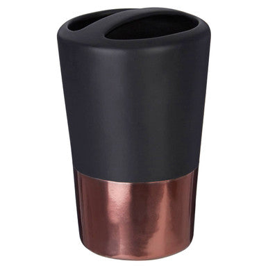 Black Alpha Toothbrush Holder with Metallic Base
