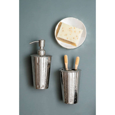 Hammered Nickel Toothbrush Holder
