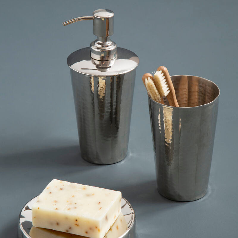 Hammered Nickel Toothbrush Holder