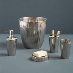 Hammered Nickel Finish Waste Bin for Bathrooms