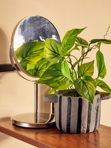 Silver Effect Metal Swivel Table Mirror