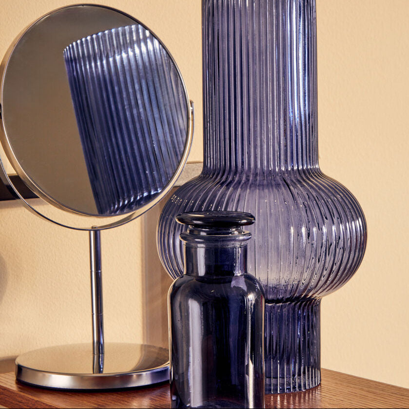 Silver Effect Metal Swivel Table Mirror