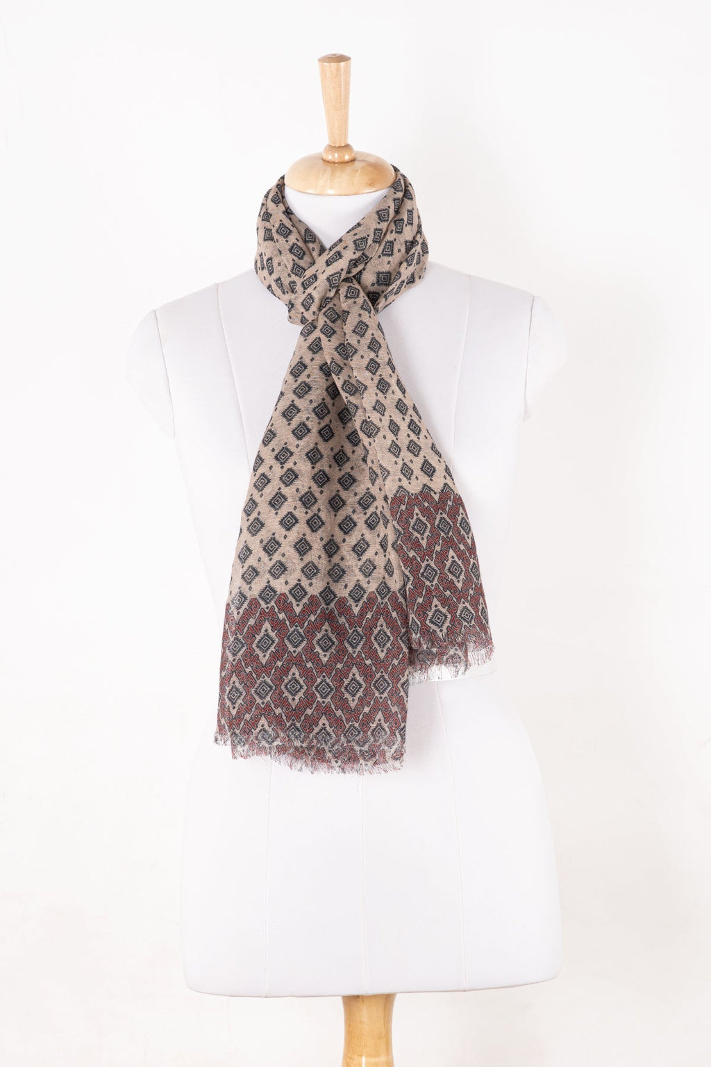 Diamond Print Linen Cotton Scarf in Plum Peach