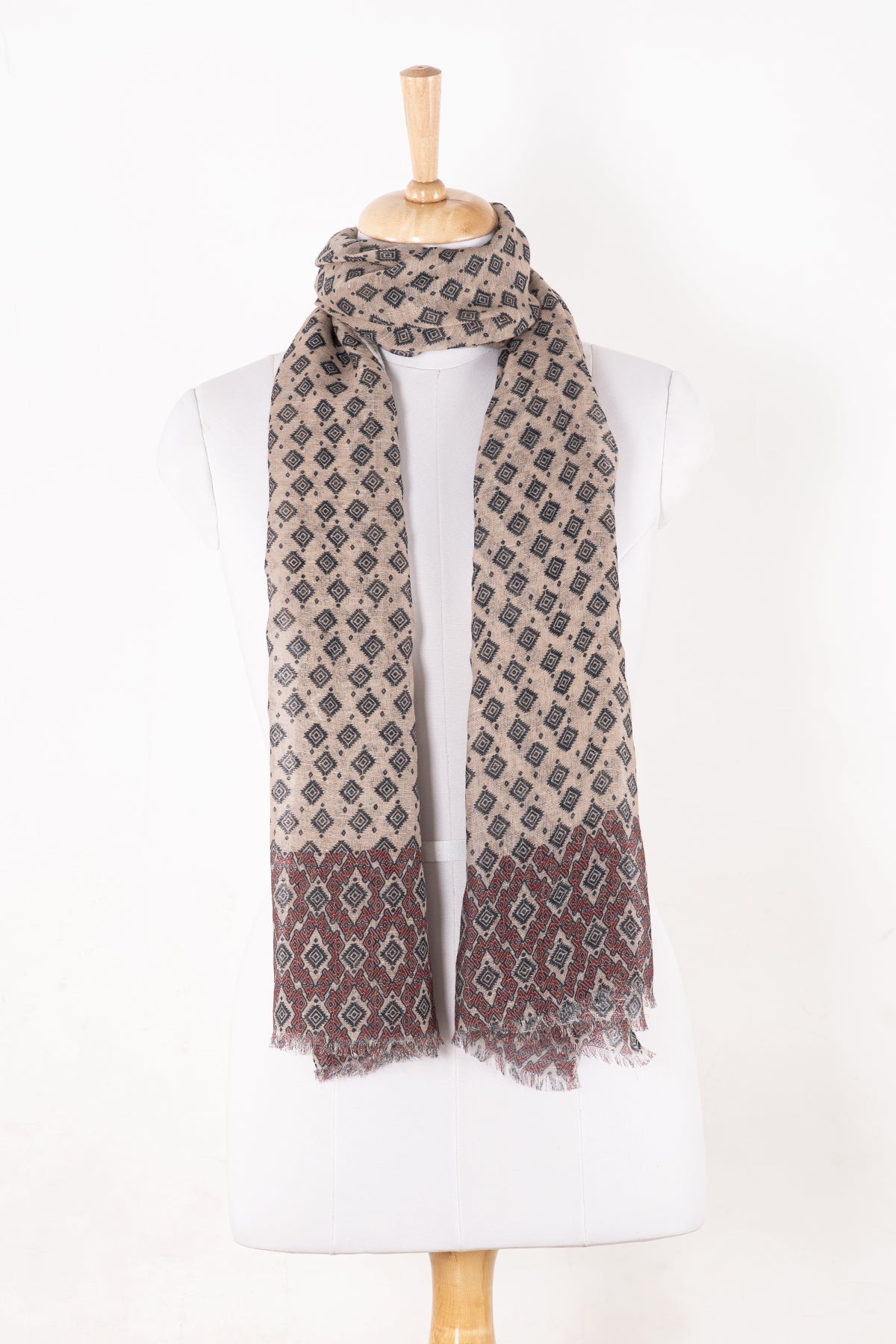 Diamond Print Linen Cotton Scarf in Plum Peach