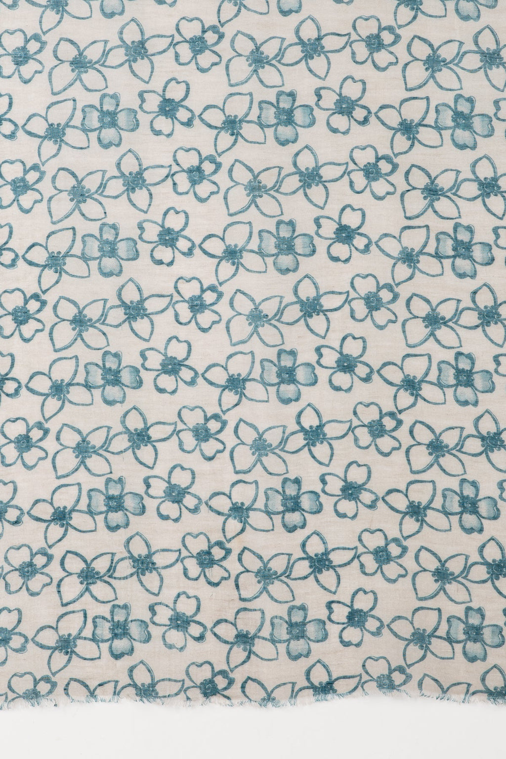 Blue Flower Print Linen Cotton Scarf
