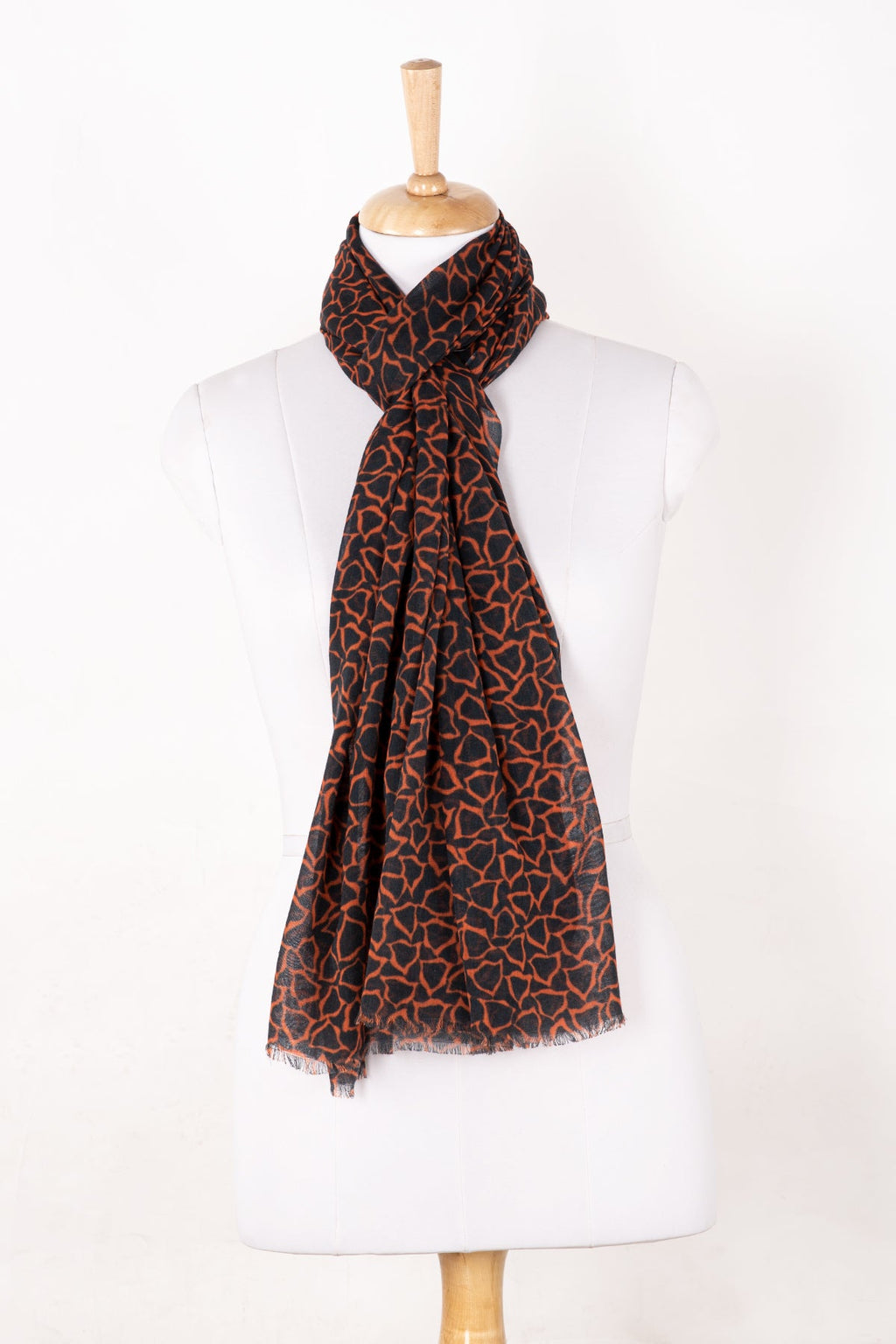 Plectrum Print Cotton Modal Scarf in Orange and Black