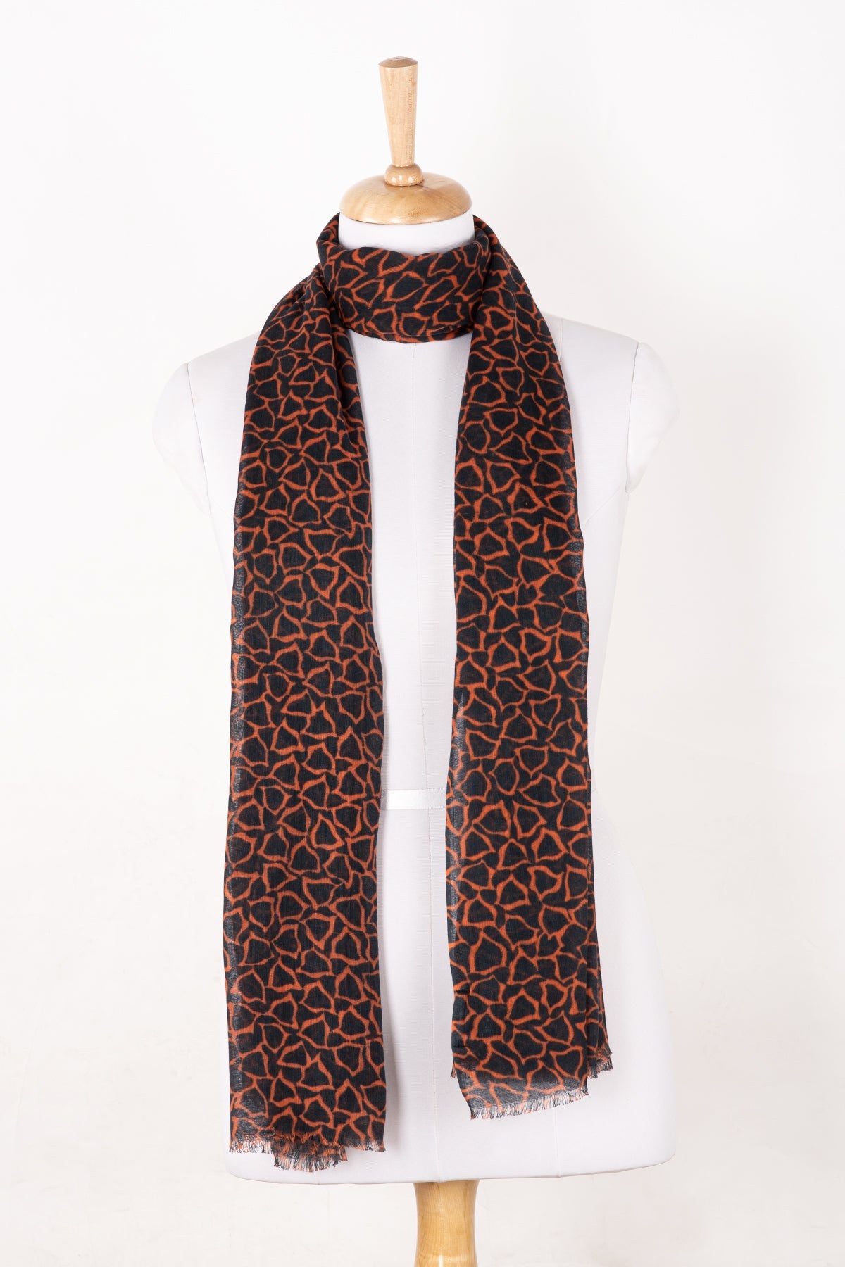 Plectrum Print Cotton Modal Scarf in Orange and Black