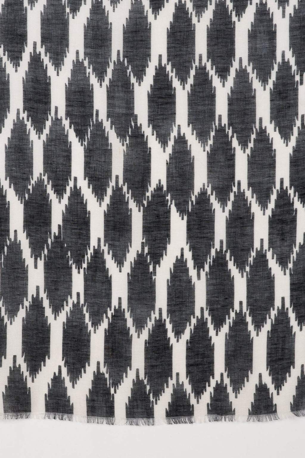 Black and White Ikat Printed Linen Scarf