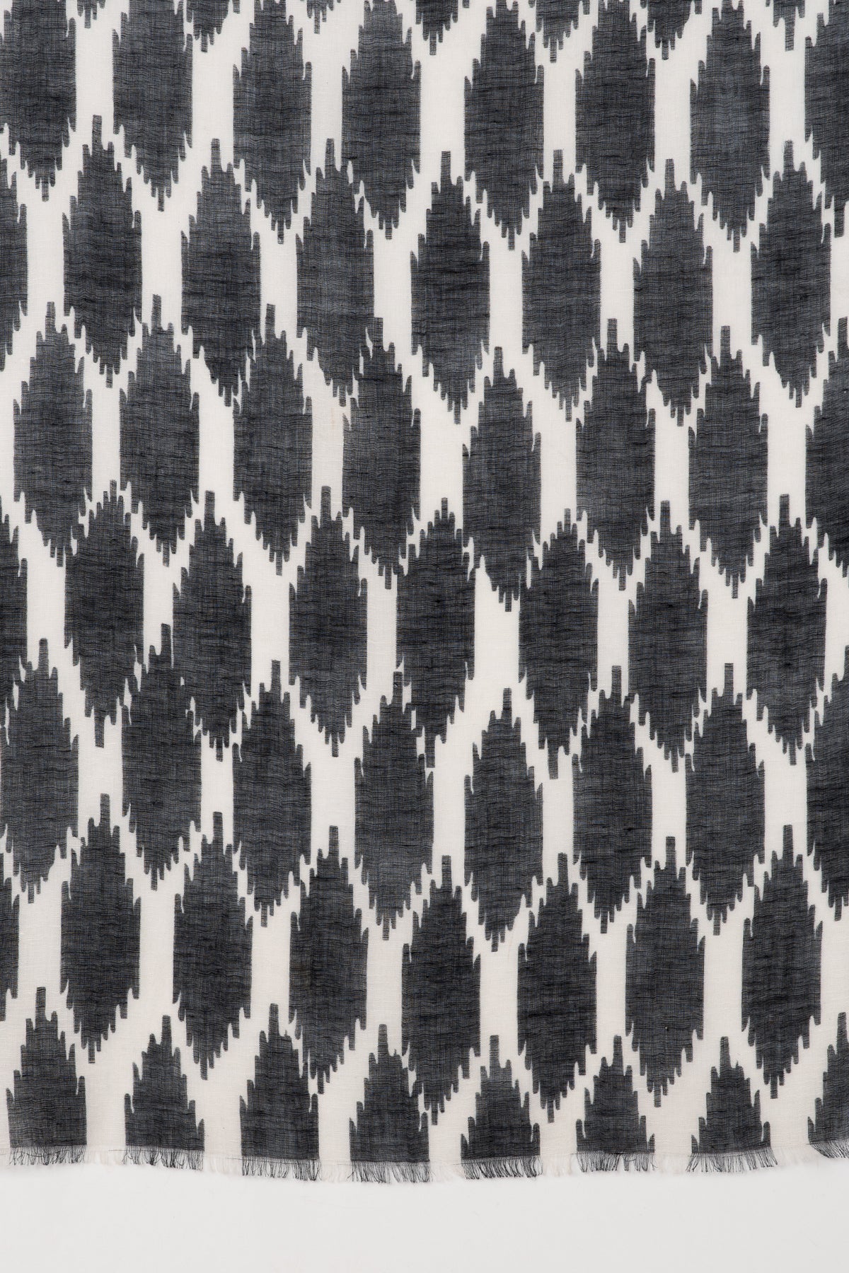 Black and White Ikat Printed Linen Scarf