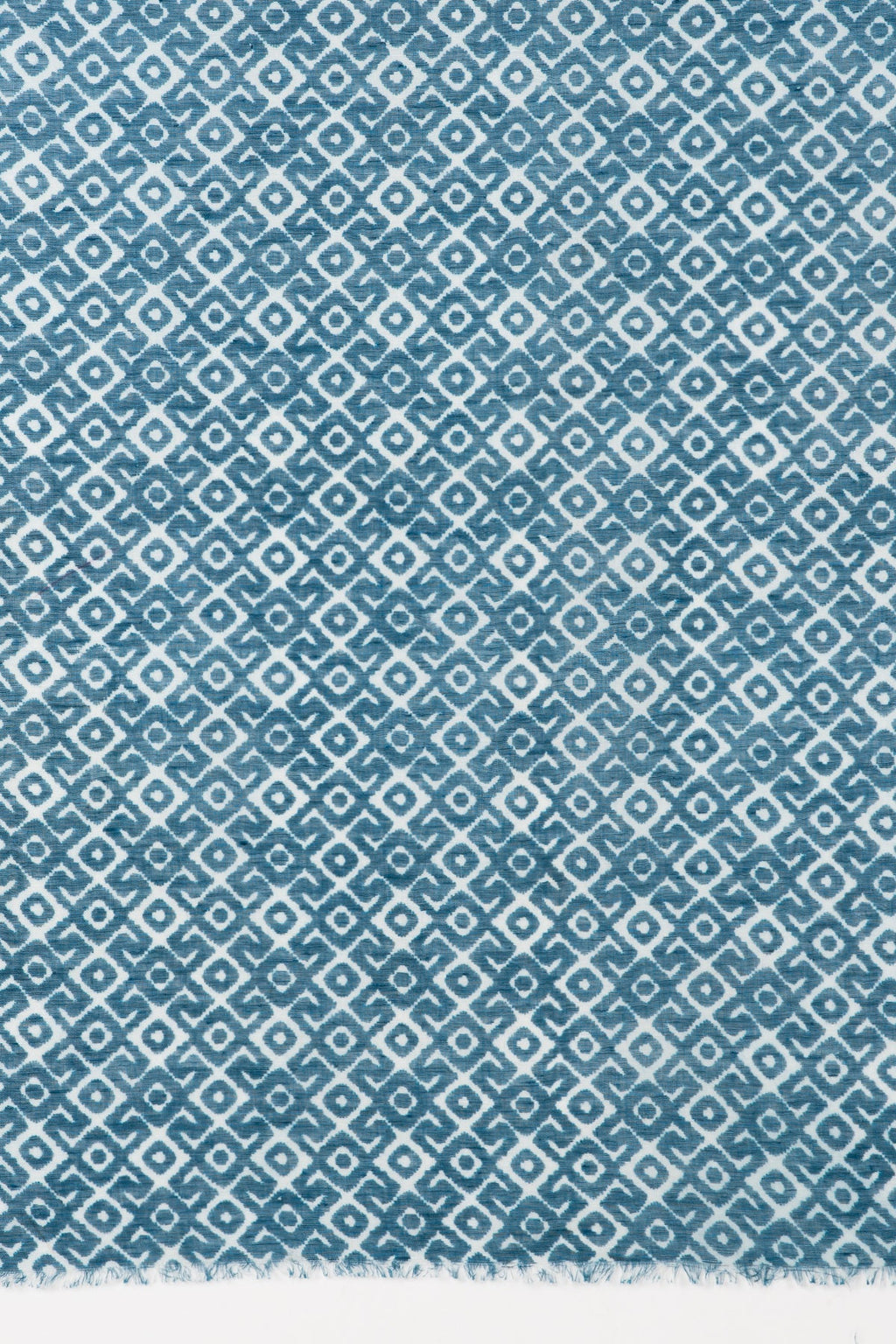 Tribal Tile Print Linen Cotton Scarf in Teal