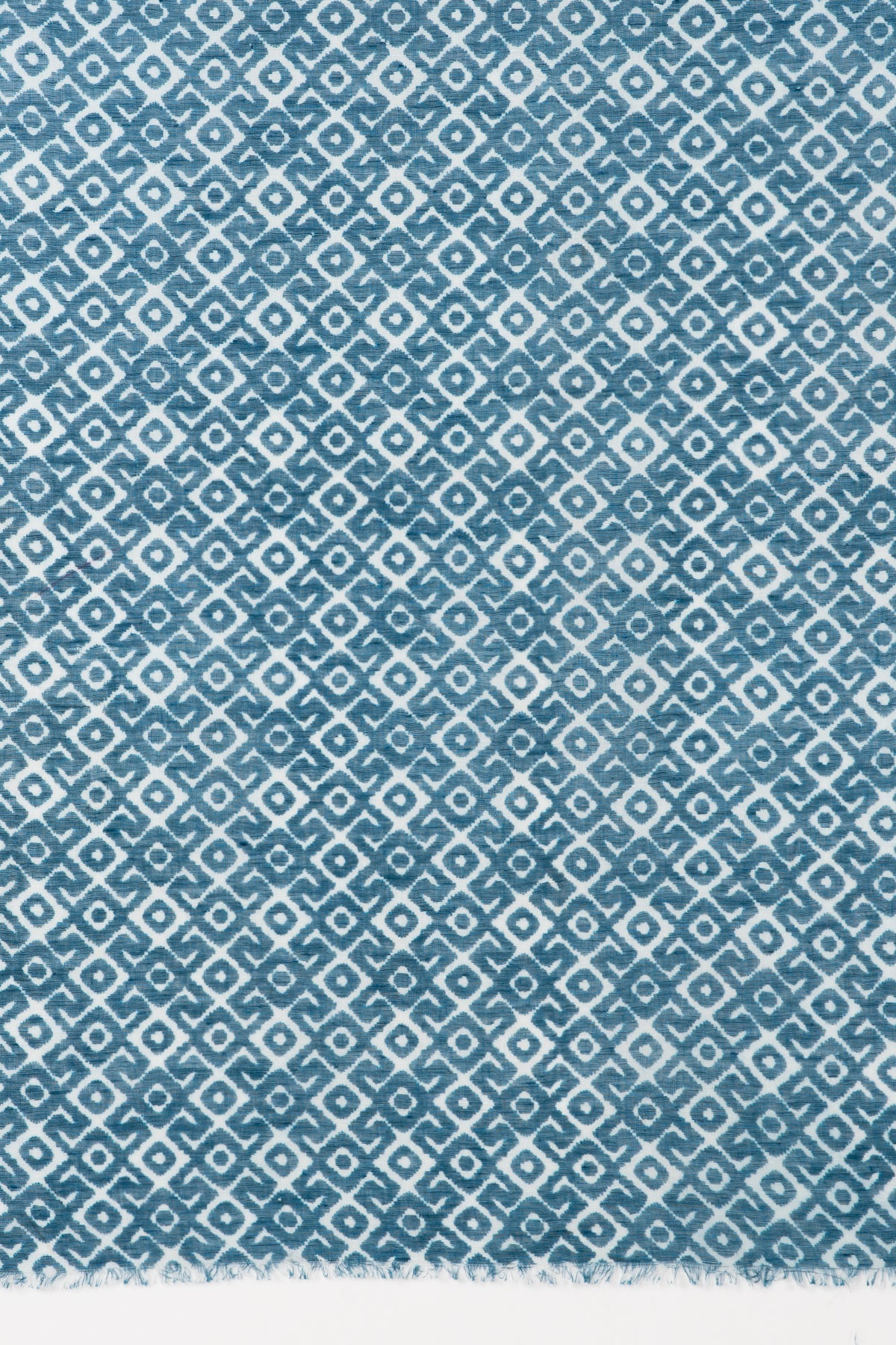 Tribal Tile Print Linen Cotton Scarf in Teal