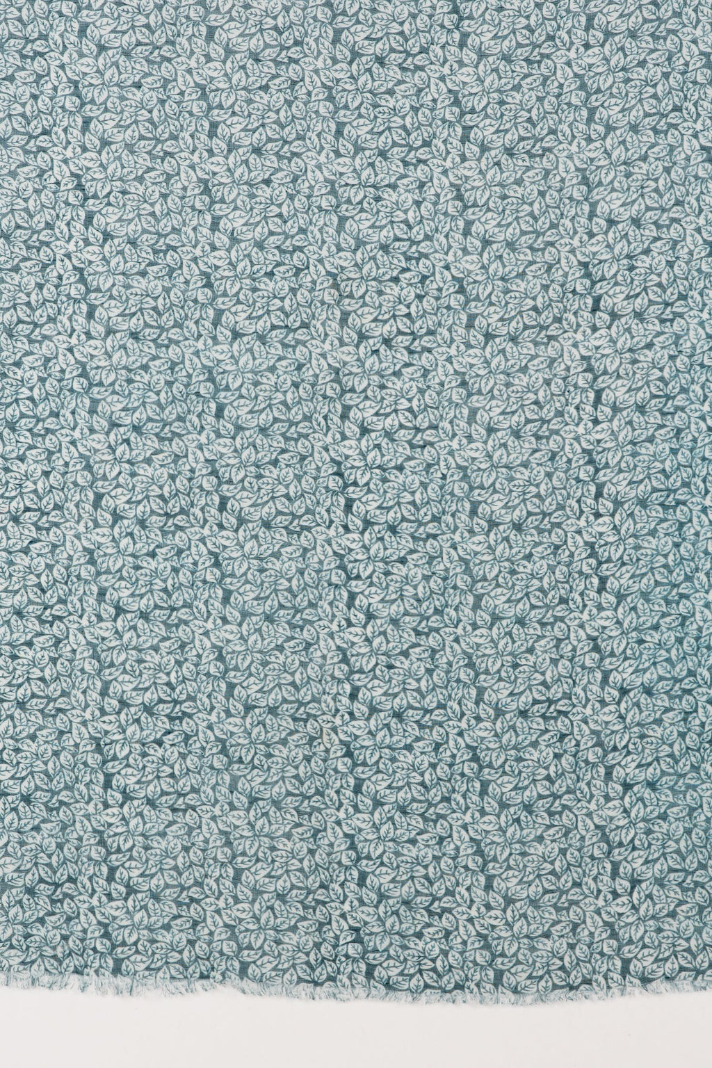 Leaf Print Linen Cotton Scarf in Teal