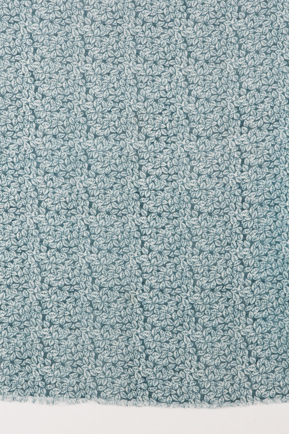 Leaf Print Linen Cotton Scarf in Teal
