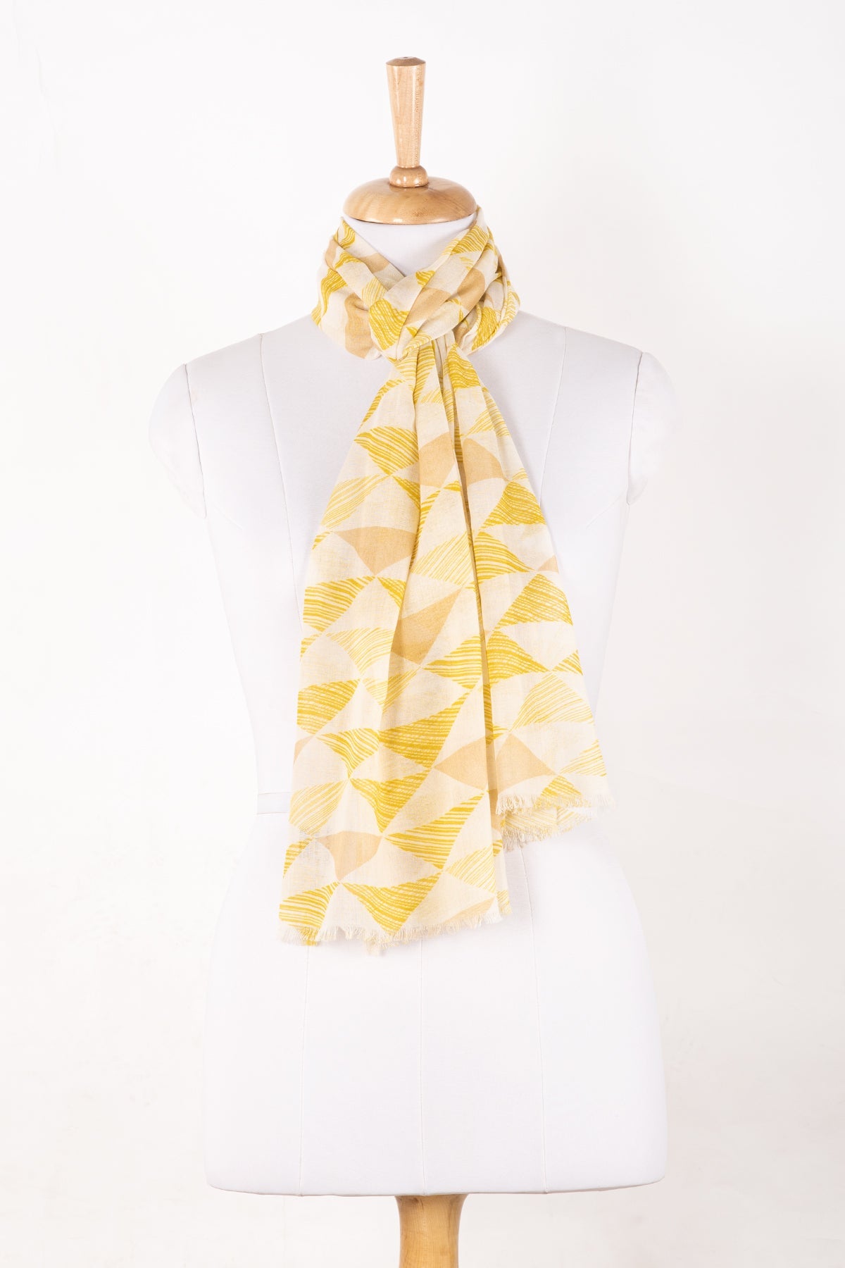 Lime Multi Triangle Print Cotton Modal Scarf