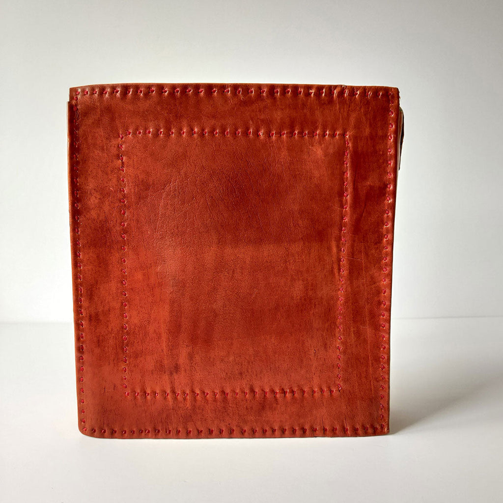 Intricate Embroidery Camel Leather Shoulder Bag