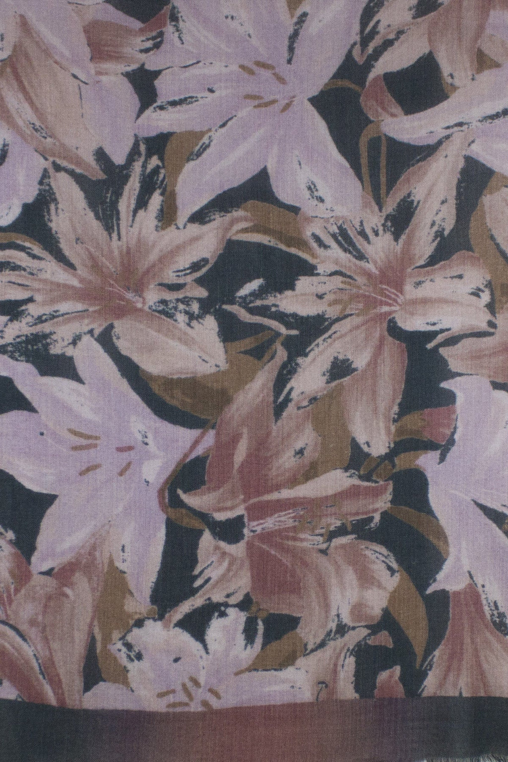 Flower Show Merino Wool Scarf in Navy and Pink