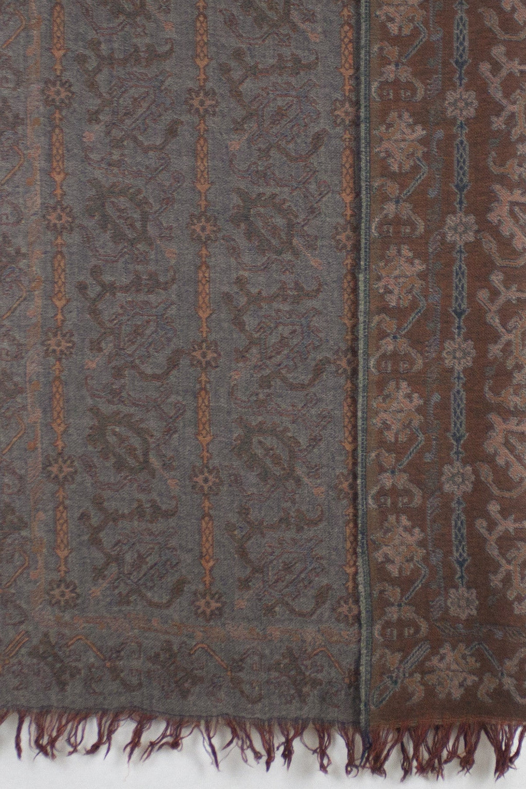 Merino Wool Scarf in Grey and Orange