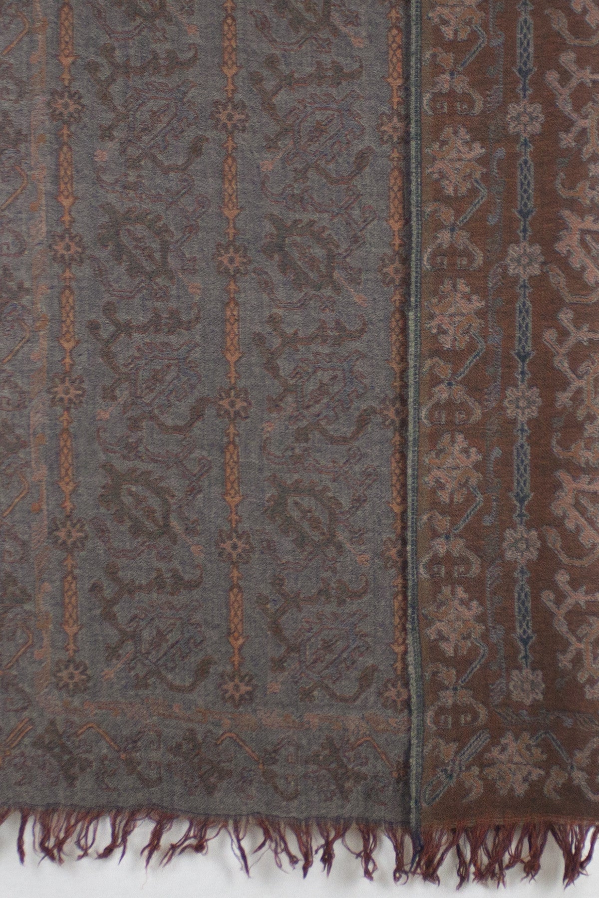 Merino Wool Scarf in Grey and Orange