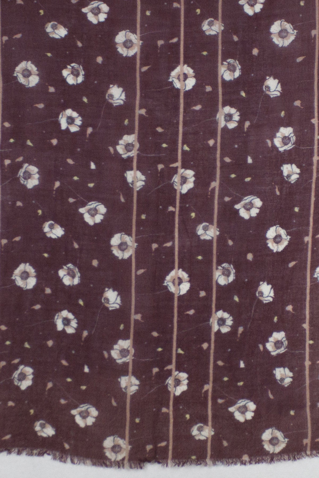 Poppy Flower Merino Wool Scarf in Plum