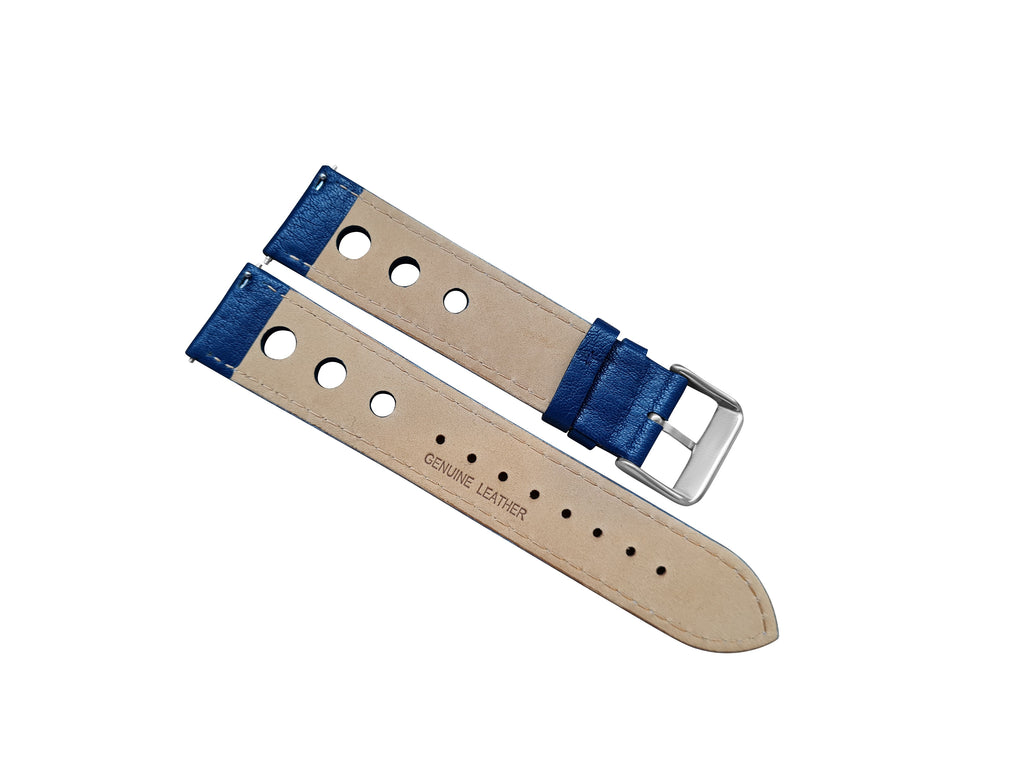 Blue Leather Rally Watch Strap 22mm