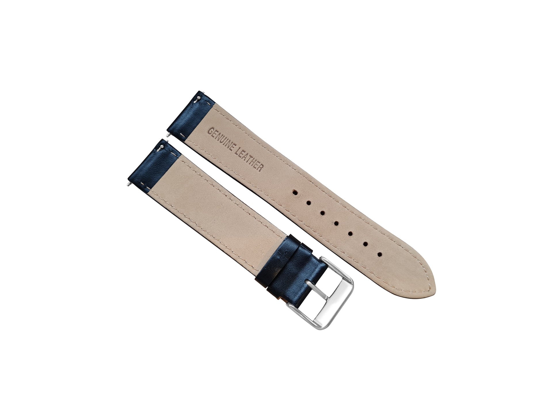 Black Ribbed Leather Race Watch Strap 22mm