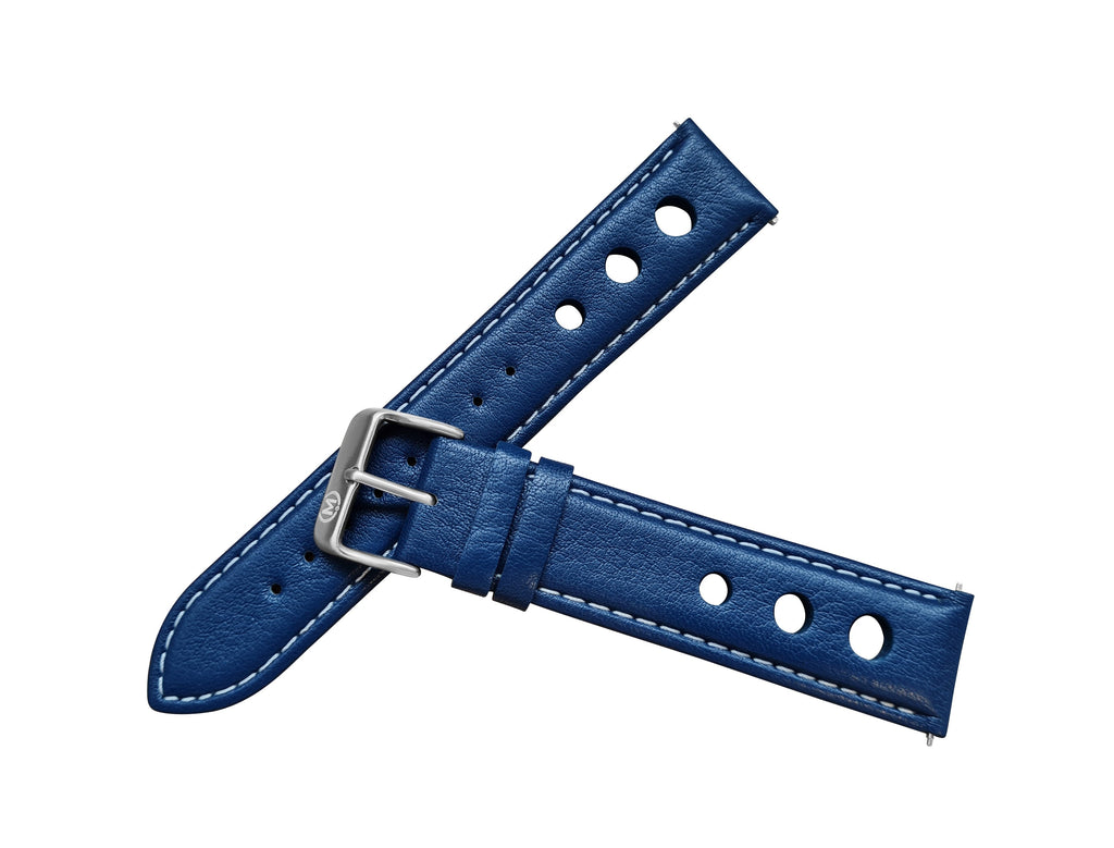 Blue Leather Rally Watch Strap 22mm