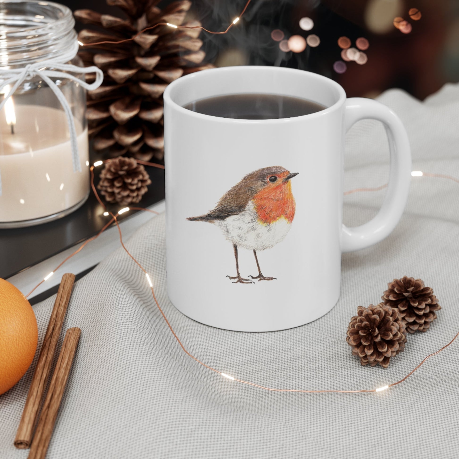 Robin Bird Ceramic Coffee Mug 15oz