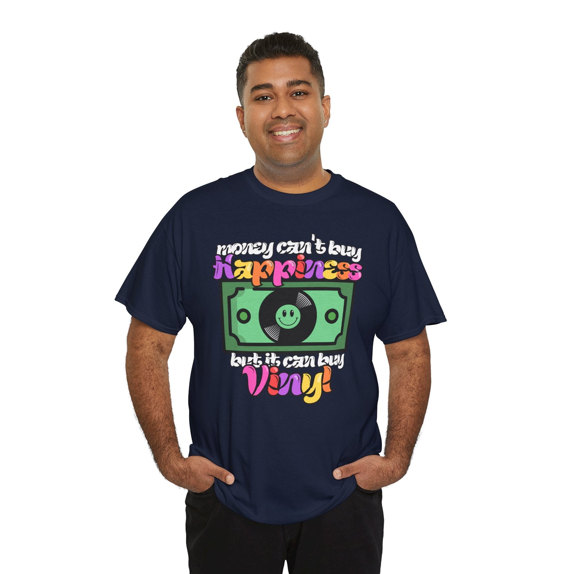 Money Can't Buy Happiness Men's Vinyl Record T-Shirt