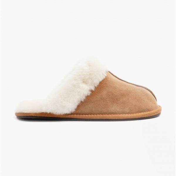 Womens Real Sheepskin Mule Slippers Chestnut