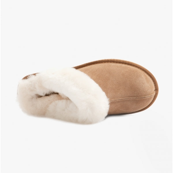 Womens Real Sheepskin Mule Slippers Chestnut