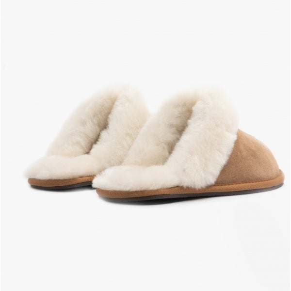Womens Real Sheepskin Mule Slippers Chestnut