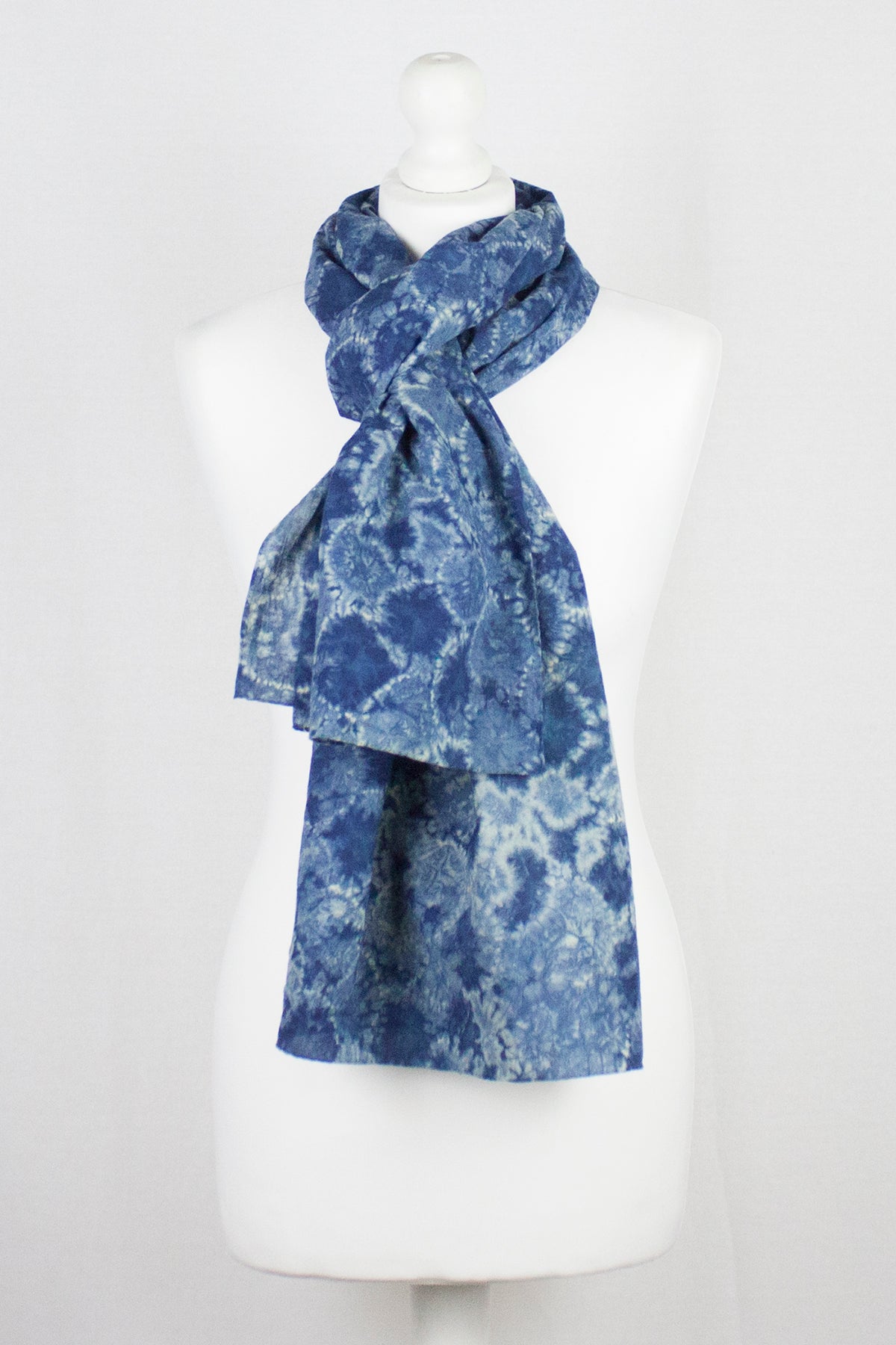 Blue Shibori Tie Dye Scarf