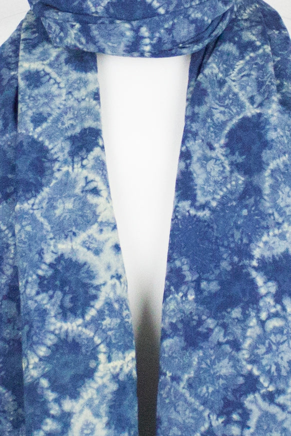Blue Shibori Tie Dye Scarf