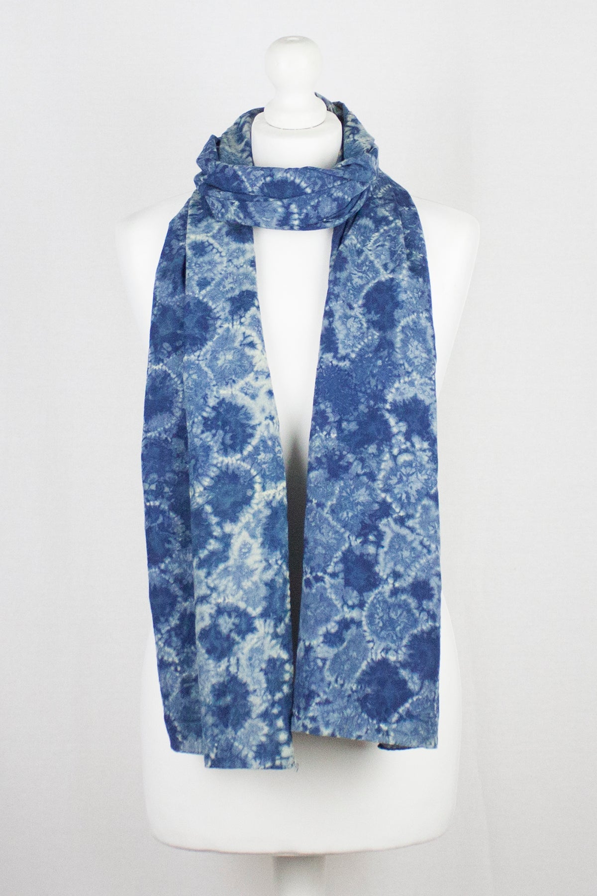 Blue Shibori Tie Dye Scarf
