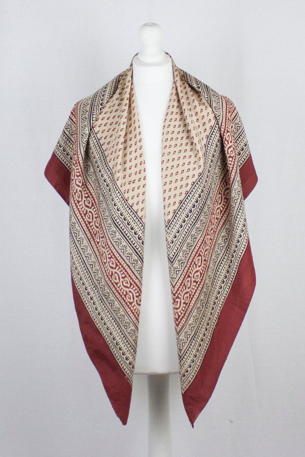 Mini Spade Print Silk Square Scarf in Red