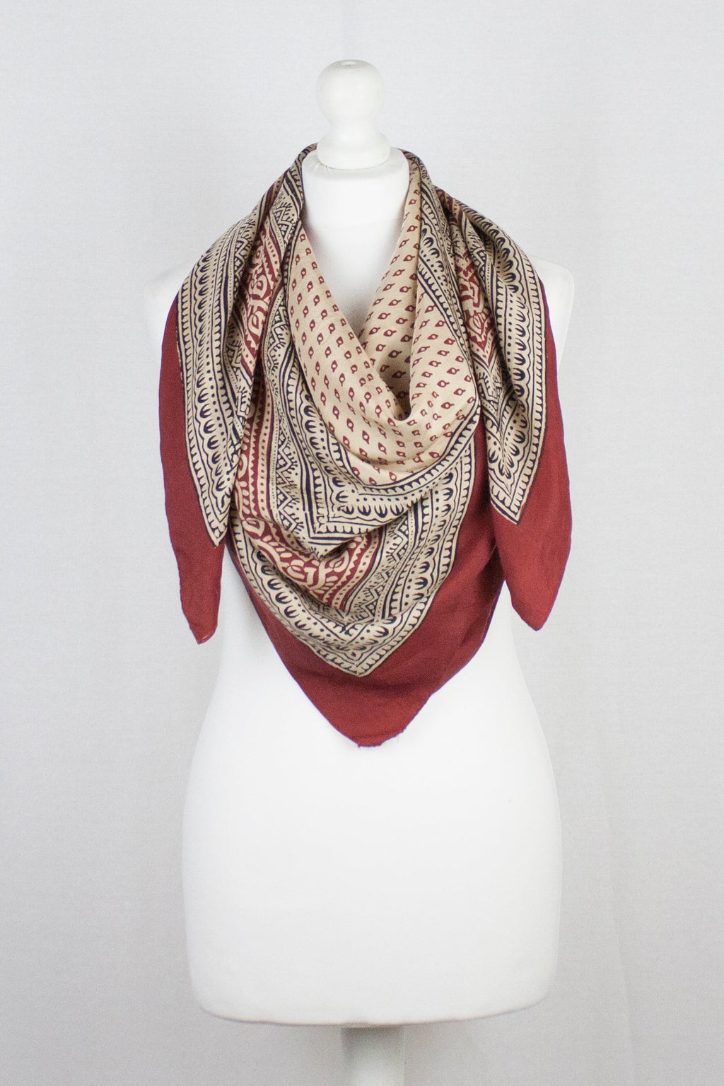 Mini Spade Print Silk Square Scarf in Red