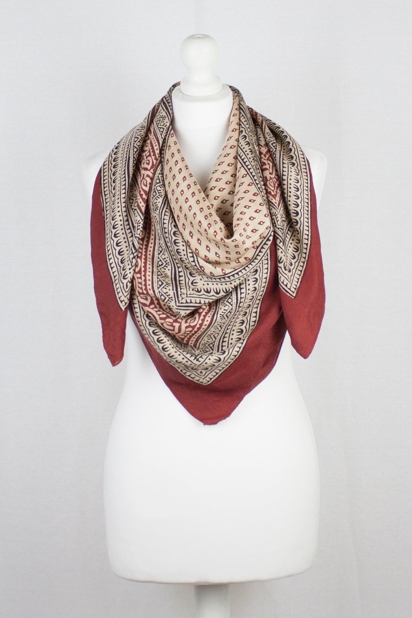 Mini Spade Print Silk Square Scarf in Red