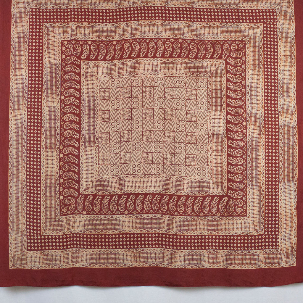 Red Checks Mix Print Silk Square Scarf