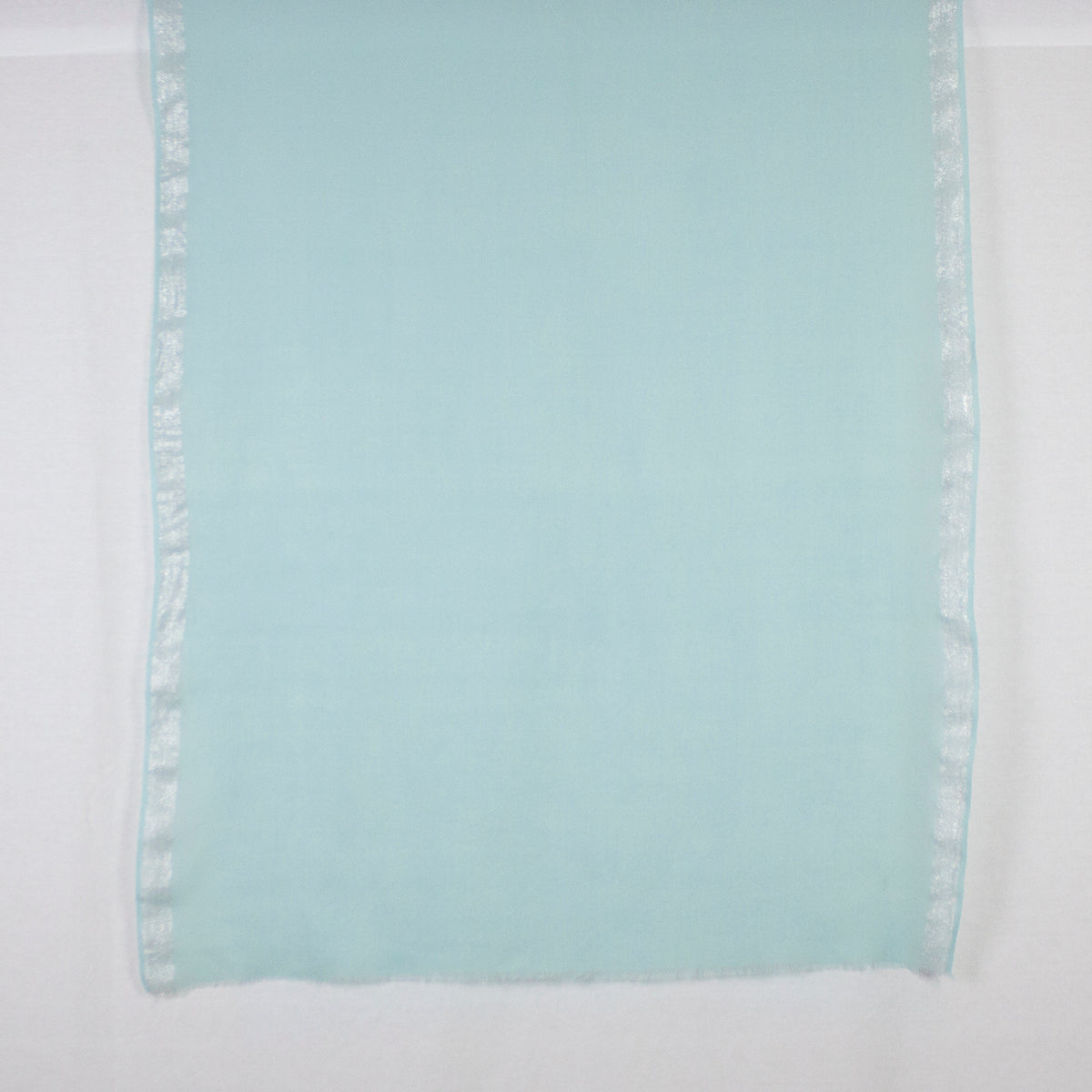Mint Green Merino Wool Scarf with Silver Lurex Border