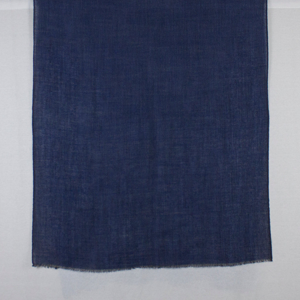Herringbone Weave Two Tone Merino Wool Scarf in Blue