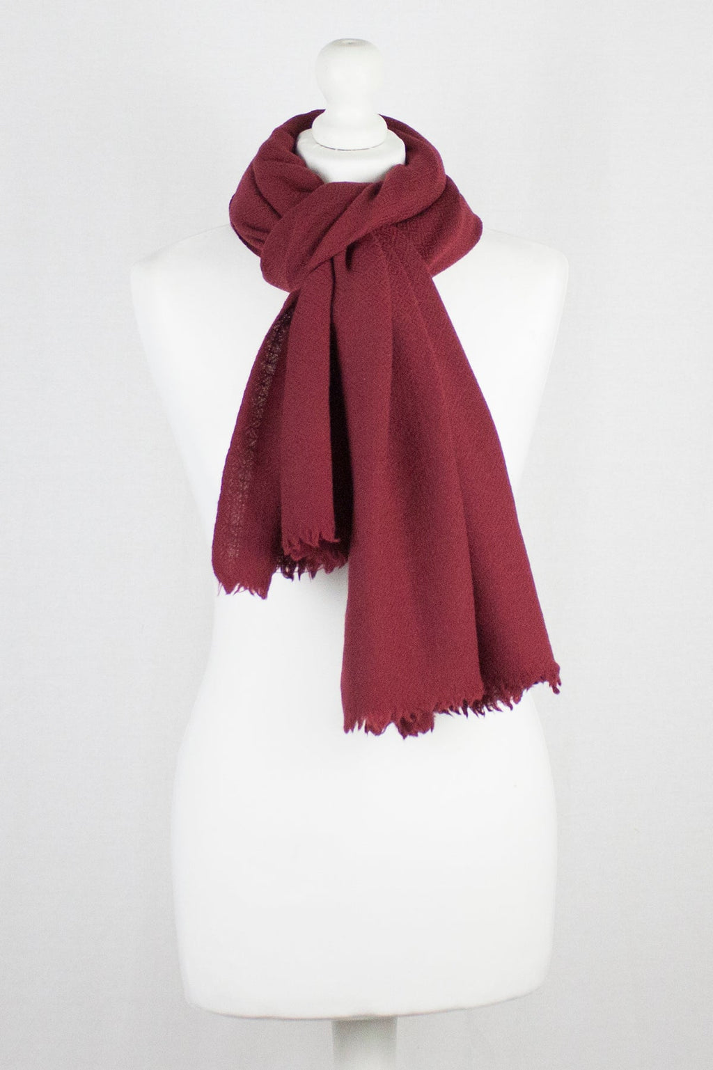 Red Diamond Weave Merino Wool Scarf