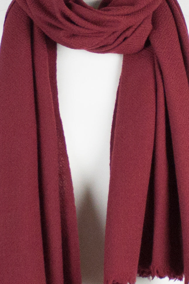 Red Diamond Weave Merino Wool Scarf