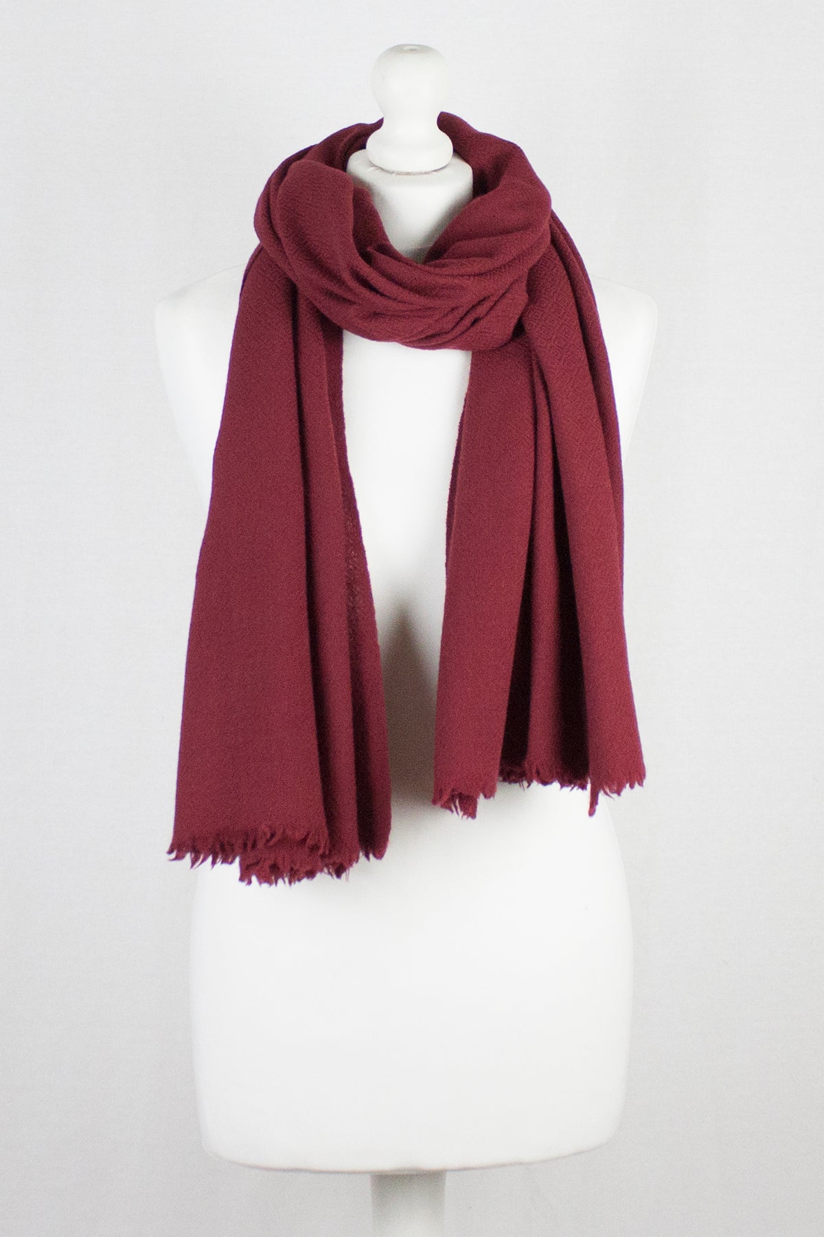Red Diamond Weave Merino Wool Scarf