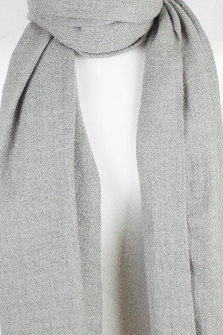 Ice Grey Diamond Weave Merino Wool Scarf