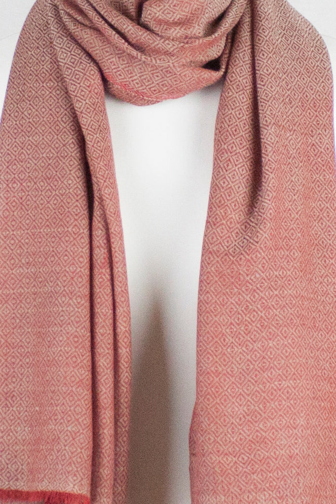 Red Diamond Weave Merino Wool Scarf