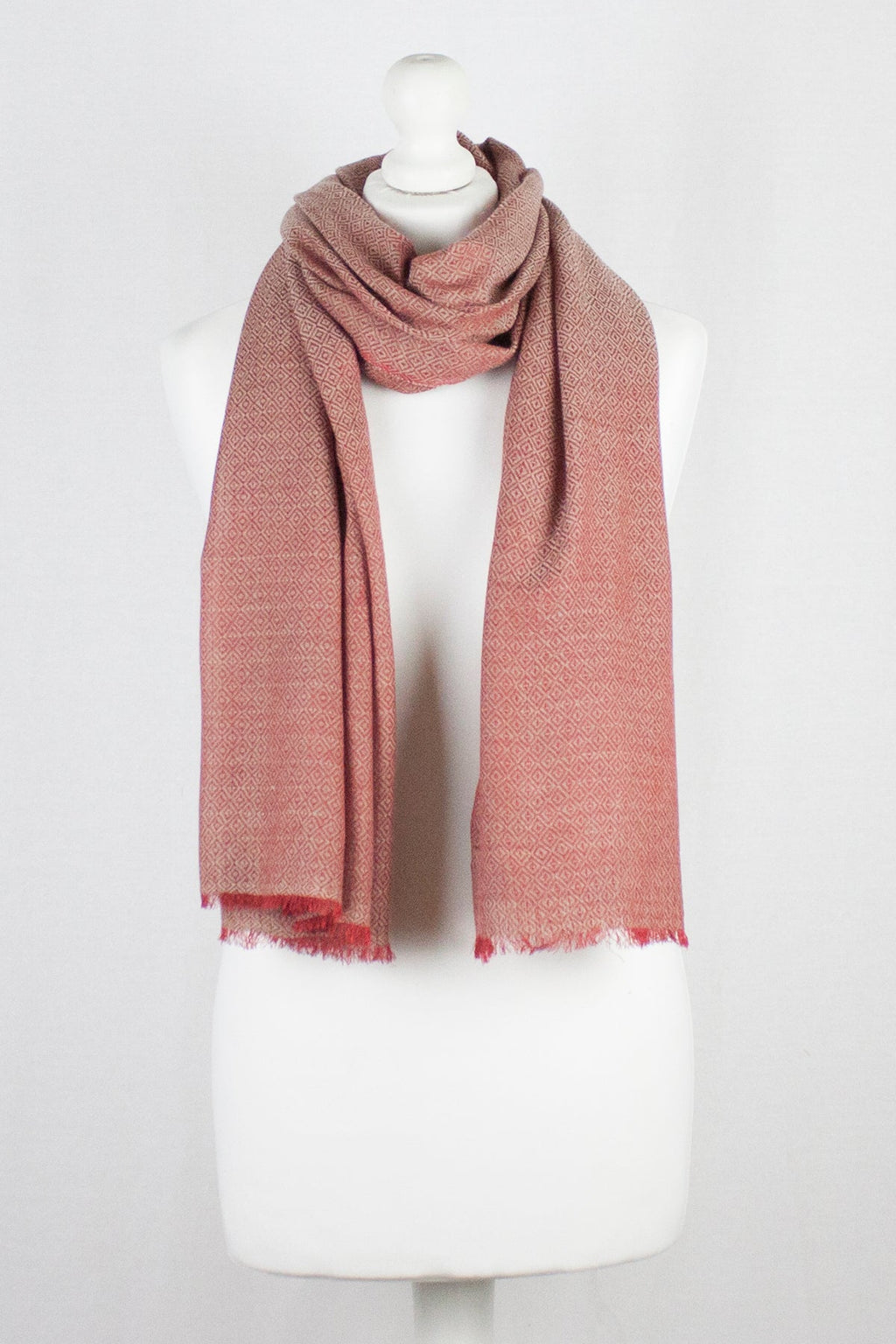 Red Diamond Weave Merino Wool Scarf